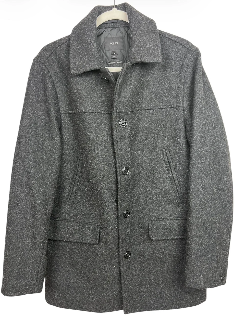 J Crew University Jacket Wool Coat Thinsulate Classic Academia Black Mens Small